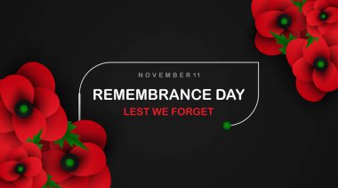 Karanlık bir arka planda canlı kırmızı gelinciklerin yer aldığı zarif Anma Günü afişi, şehit düşmüş kahramanlar için onur ve hürmeti simgeliyor.