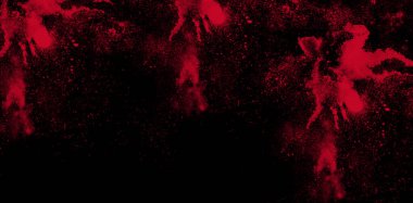 Siyah arkaplanda aynalı bir çerçeve oluşturan kalın kırmızı duman. Başlık tasarımları veya tanıtım sanatı için ideal.