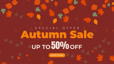 Sonbahar Satışı Özel Teklif Arkaplanı Düşen Yapraklar ve İndirimli Metin