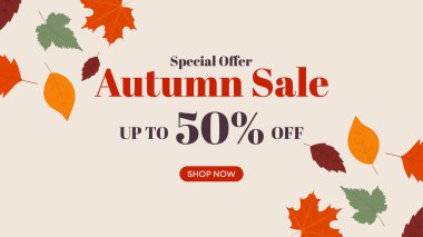 Sonbahar Satışı Şablonu Düşen Yapraklar ve Yumuşak Arkaplan