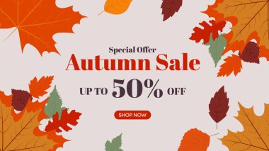 Renkli Yaprak Sınırı ile Sonbahar İndirimi Özel Teklif Şablonu