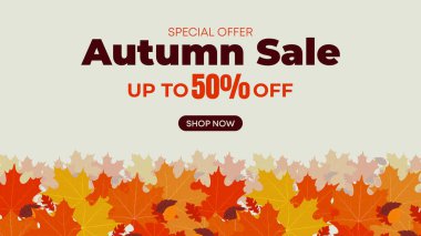 Bej Arkaplanda Yumuşak Portakal Yapraklı Sonbahar Satışı Afişi, Sıcak Mevsimlik Tanıtımlar İçin Mükemmel