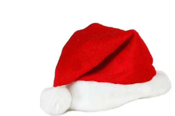 Noel Baba şapkası, Noel Baba Kırmızı Şapka, beyaz arka planda izole edilmiş.