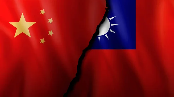 China Taiwan Flags Conflicts World War Concept — Stock Photo, Image