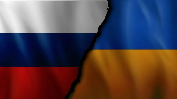 Bandeiras Rússia Ucrânia Conceito Conflito Guerra — Fotografia de Stock
