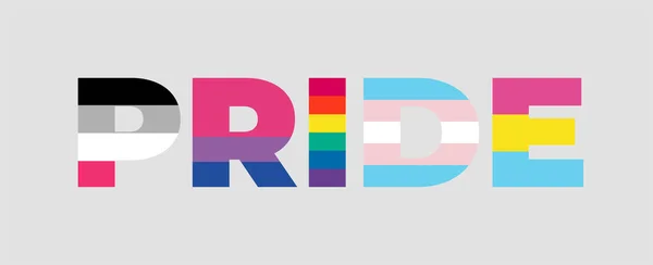 Tüm Igbt bayraklarıyla Gurur Bayrağı. Gurur topluluğu kavramı.