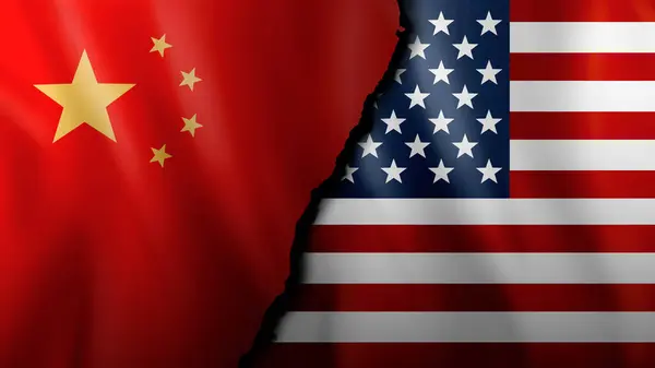 China Usa Flags Concept Economic Conflicts World War — Stock Photo, Image