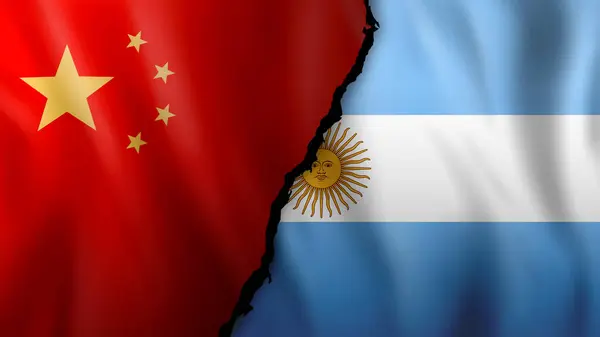 China Argentina Flags Breakdown Diplomatic Relations Concept — Stock Photo, Image