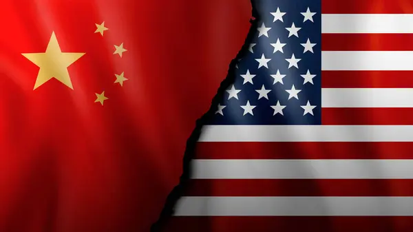 Banderas China Estados Unidos Concepto Conflictos Económicos Guerra Mundial —  Fotos de Stock