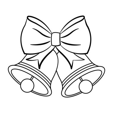 Renklendirme Sayfası Yaylı Noel Çanları. Noel Dekorasyonunun Vektör İllüstrasyonu