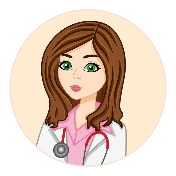 Jovem Doutora Ilustração Vetorial Trabalhador Médico Com Estetoscópio Conceito Saúde — Vetor de Stock