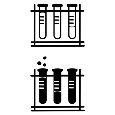 Laboratuvar test tüplerinin ikonları. Tıbbi ya da Bilimsel Araştırma için Vektör İllüstrasyon Laboratuvarı Ekipmanı