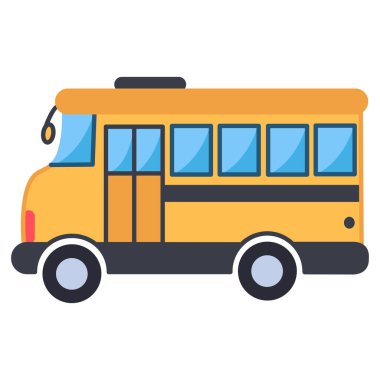 Sarı Okul Otobüsü. Klasik Ulaştırma Eğitimi. Yan görüş. Vektör illüstrasyonu