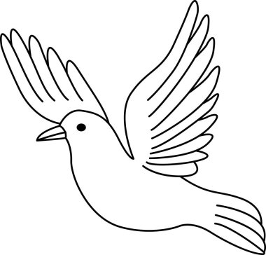 Boyama kitabı için güvercin. Uçan bir mavi kuşun vektör çizimi