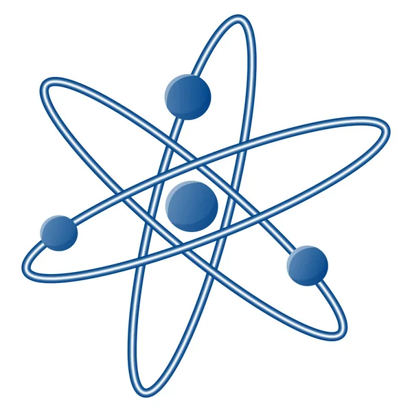 Renkli Atom. Bilimin, eğitimin, bilimsel araştırmaların ve nükleer fiziğin sembolü. Atomik çekirdeğin yörüngesinde dönen elektronların vektör illüstrasyonu