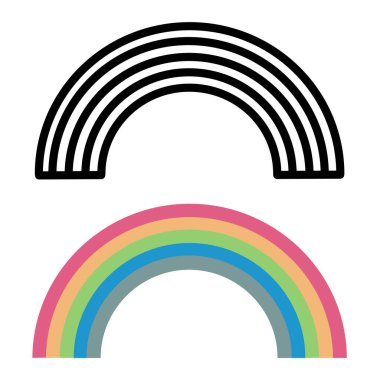 Gökkuşağı Simgeleri. Çok Renkli Gökkuşağı Vektörü. Hava Simgesi