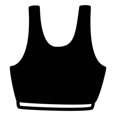 Spor için Kadın Tank Üstü 'nün Siyah Simgesi. Çalışmalar için Kadın Ekinleri Üstünün Vektör İllüstrasyonu.