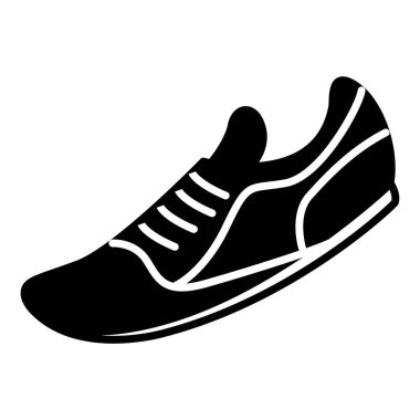 Siyah İkon Ayakkabı Sporcusu. Vektör Illustration Fitness Ayakkabıları