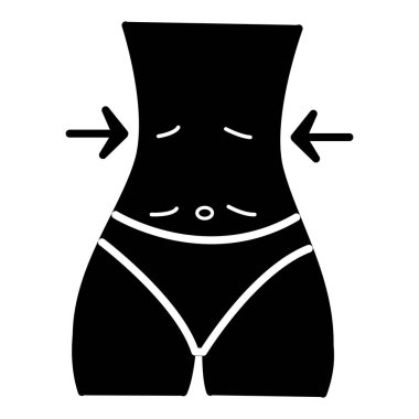 Kilo Veren Siyah Simge. Vector Illustration Kadın Beslenme Sonrası Beli. Kadın Vücut Silüeti