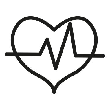 Nabzı olan kalp ikonu. Kalp atışının vektör çizimi. Tıbbi Alanlar ve Uygulamalar için logo.