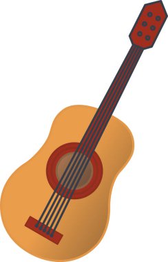 Çizgi film tarzında gitar. Yürüyüş için Vektör Resimli Gitar