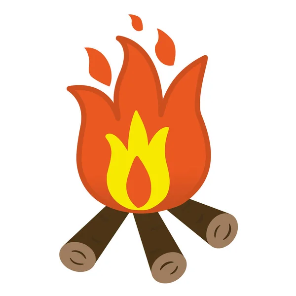 Cartoon Burning Campfire Logs Vector Illustration Campfire Firewood Symbol Travel — Stock Vector