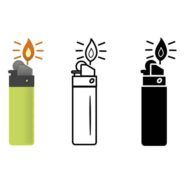 Set Lighters Different Colors Travel Lighters Vector Icons Leisure Tourism — Stock Vector
