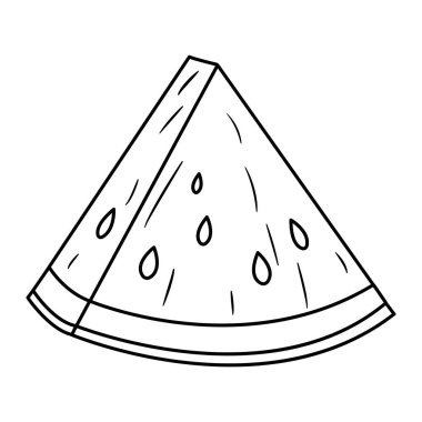 Renklendirmek için olgun karpuz dilimi. Çizgi film tarzında Sulu Karpuzun Vektör İllüstrasyonu