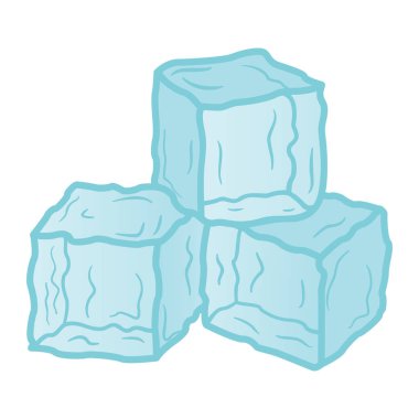 Tazeleyici içecekler yapmak için buz parçaları. Yaz Kokteylleri için Çizgi Film Biçiminde Buzun Vektör İllüstrasyonu