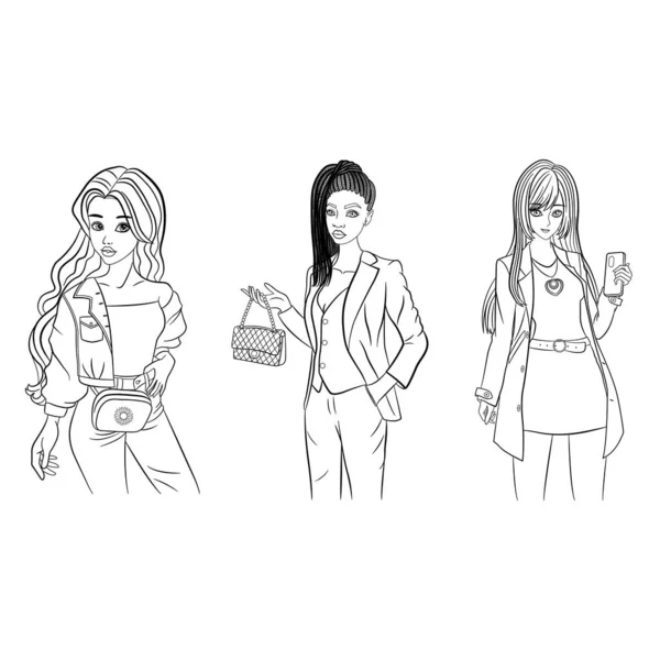 Girl coloring book / idol (no background) - Stock Illustration