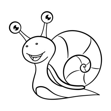 Renklendirme sayfası için şirin çizgi film salyangozu. Komik Peri Masalı 'nın Vektör İllüstrasyonu