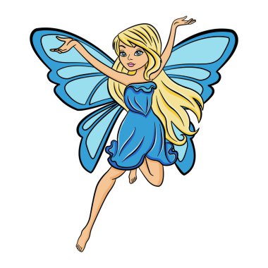 Kanatlı Peri Masalı. Sihirli Çizgi Film Ormanı 'nın Vektör İllüstrasyonu