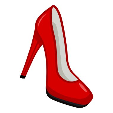 Kırmızı Moda Kadın Ayakkabıları. Yüksek Topuklu Şık Kız Ayakkabıları. Sevgililer Günü veya Kadınlar Günü için Vektör İllüstrasyonu