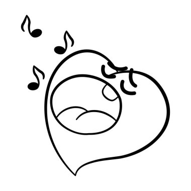 Renklendirme Sayfası için Karikatür Kalbi 'ni söylüyorum. Yüz Duygusu. Komik Karakterin Vektör İllüstrasyonu