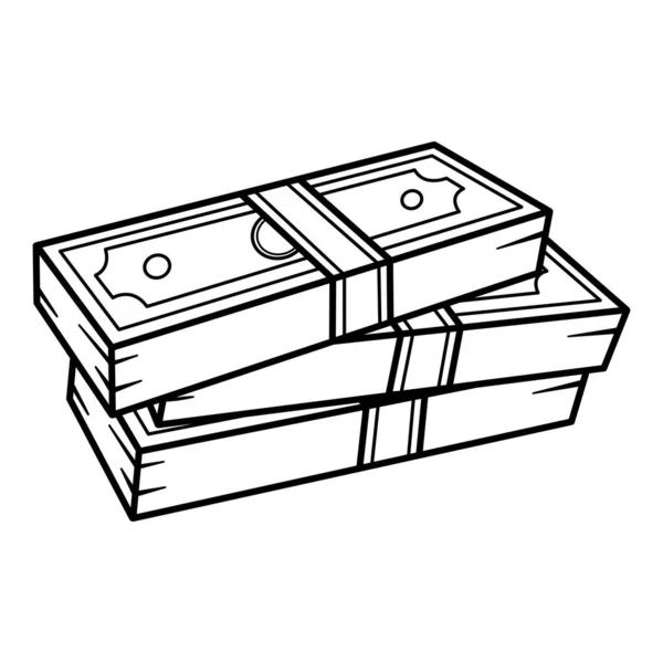 Пакети Доларів Розмальовки Три Фігури Мультфільмів Піктограма Доларів Фінансові Заощадження — стоковий вектор