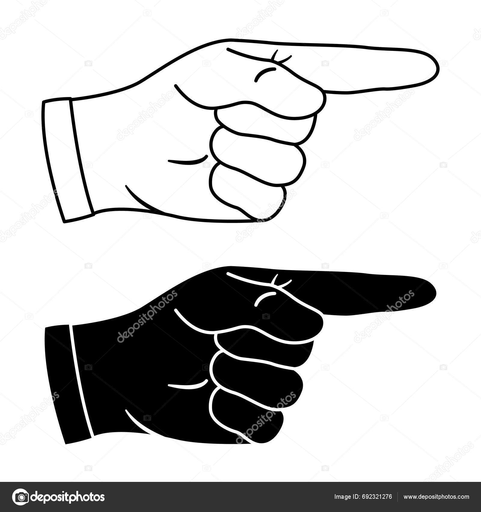 Black White Index Finger Icons Cartoon Gesture Hand Pointing Finger ...