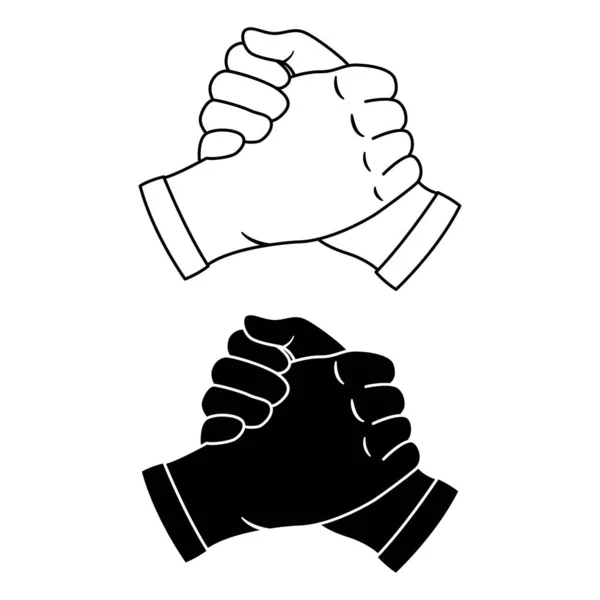 Fraternal Friendly Handshake Icons Black White Handshake Icons Hand Gesture — Stock Vector