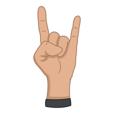 El Hareketi Taşın Sembolünü Gösteriyor. Rock hayranlarının jesti. Vector Müzik İllüstrasyonu