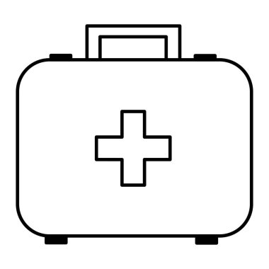 Boyama Sayfası için Doktor Çantası. Tıbbi Haç Sembolü 'nün olduğu evrak çantası. Vektör illüstrasyonu