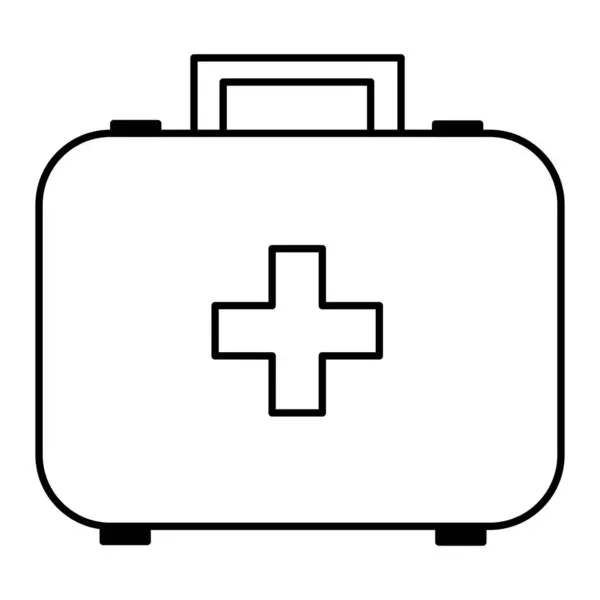 カラーリングページのドクターバッグ 医療十字架のシンボルとのブリーフケース ベクトルイラスト — ストックベクタ