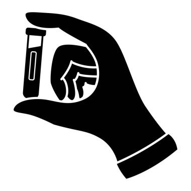 Eli Tutma Test Tüpü 'nün Kanlı Siyah Simgesi. Tıbbi Analiz. Vektör illüstrasyonu