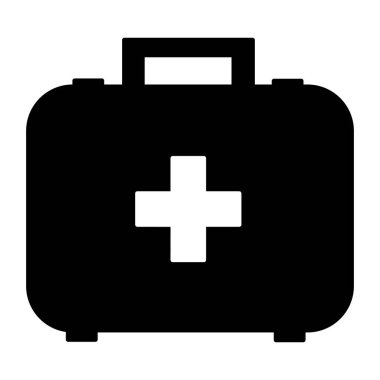 Tıbbi Çanta Siyah Simge. Vektör illüstrasyonu