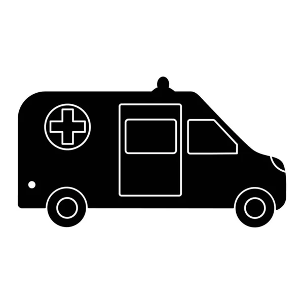 Ícone Ambulância Negra Carro Médico Ilustração Vetorial — Vetor de Stock