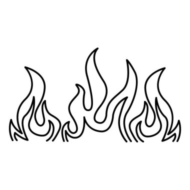 Renklendirme Sayfası için Ateş Çizimi. Beyaz Arkaplanda Vektör Alevi