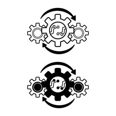 Otomasyon simgeleri. Elektronik kontrol. Çalışma Akımı Vektör Simgesi. Teknoloji Konsepti