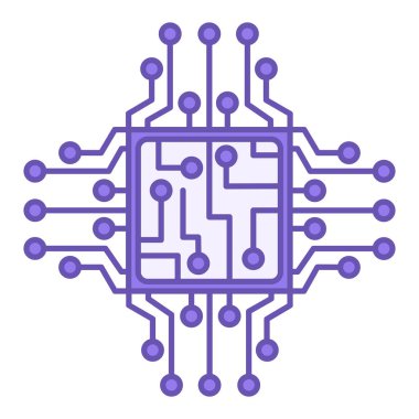 Devre simgesi. Elektronik anakart. Bağlı Çizgilerin ve Noktaların Vektör İllüstrasyonu. Teknoloji Konsepti
