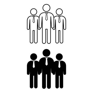 Takım Simgeleri. Toplum işareti. Kravatlardaki İnsanlar 'ın Vektör İllüstrasyonu. Takım Çalışması Konsepti