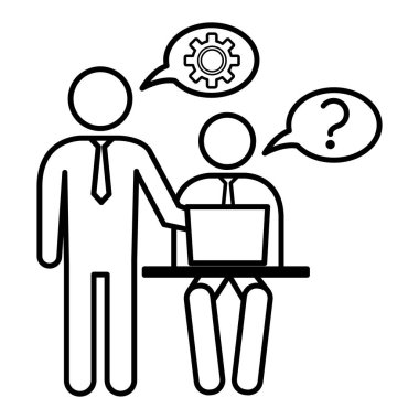 Akıl hocası ikonu. İş Danışmanı, Ortaklar Takımı 'na Yardım Eder. İş ve Takım Çalışması Konsepti