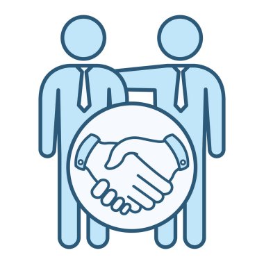 Ortaklık Renk Simgesi. İş Adamları İşbirliği. El sıkışalım. İş ve Takım Çalışması Konsepti