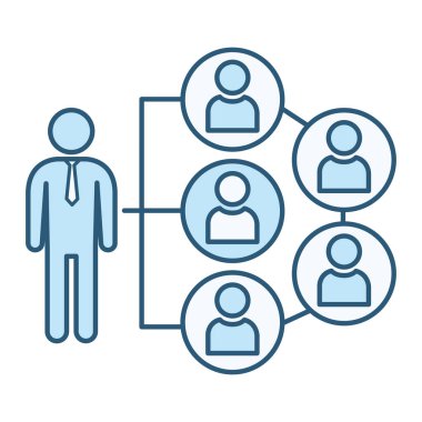 Organizasyon Renk Simgesi. İş Gücünü Organize Eden Bir Uzmanın Vektör İllüstrasyonu. İş ve Takım Çalışması Konsepti